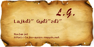 Lajkó Győző névjegykártya